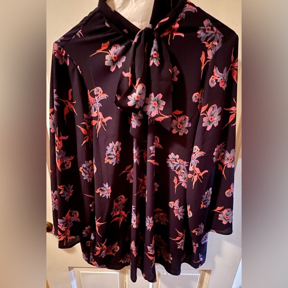 19 Cooper blouse, size 2x, 3/4 sleeves, pullover with tie